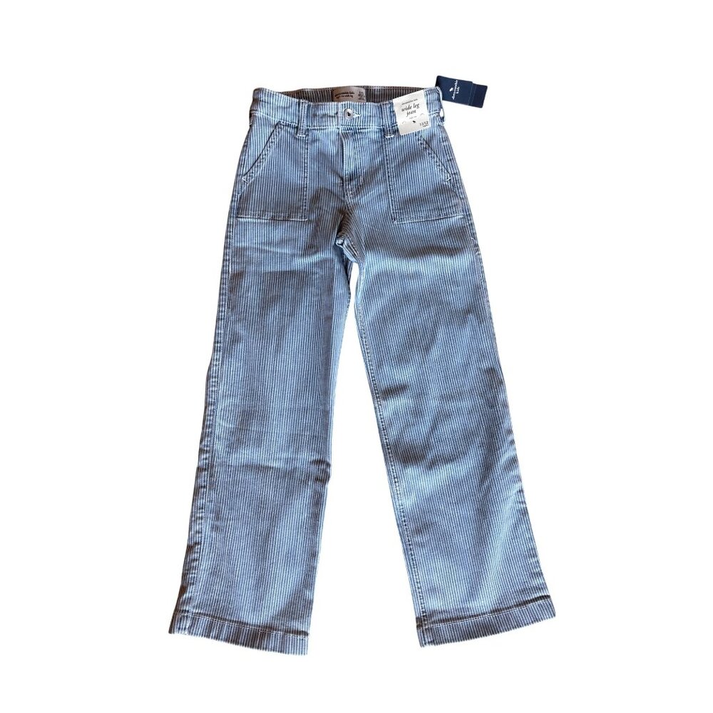 NWT 11/12 Reg Abercrombie Kids Wide Leg Jean High Rise Striped